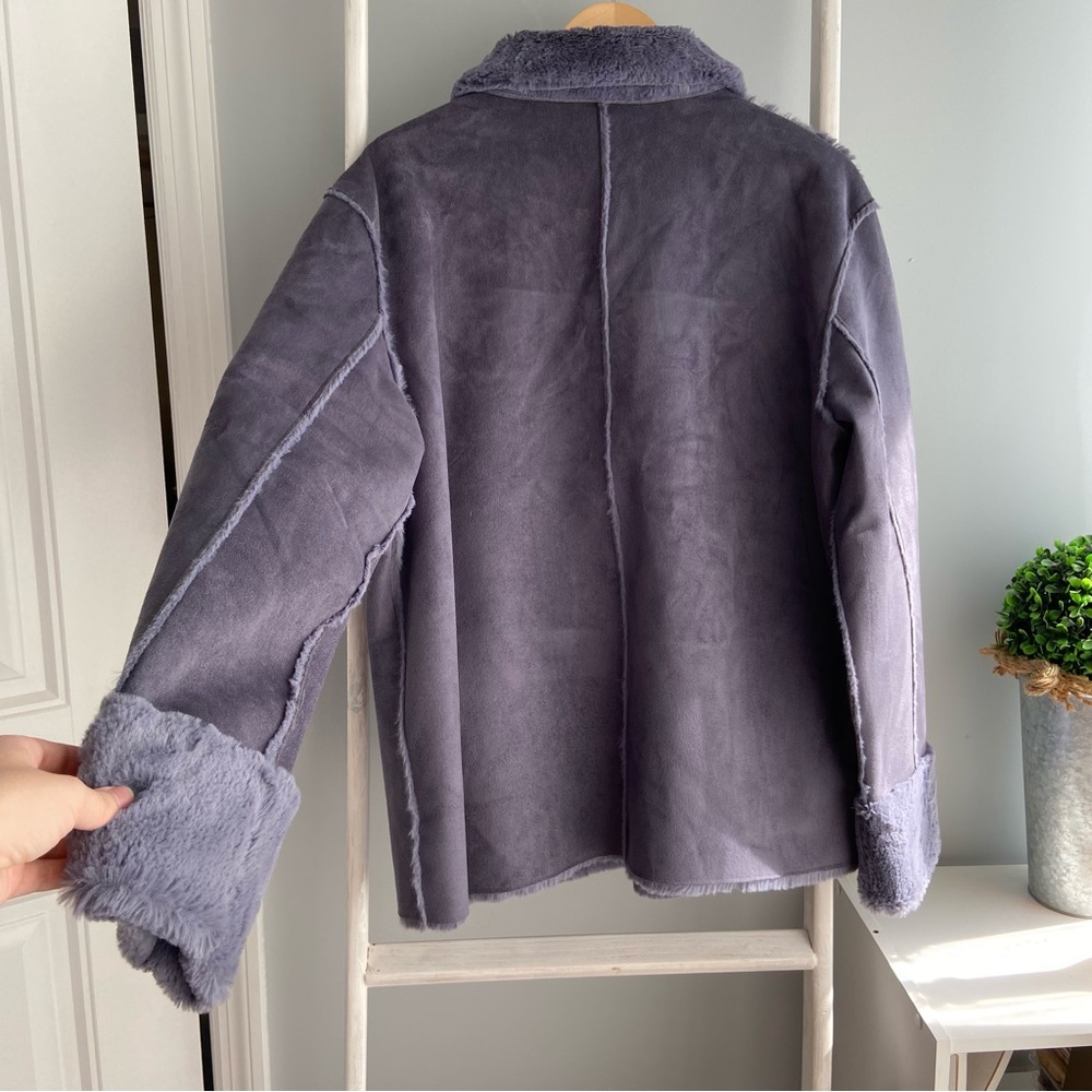 Brandon Thomas Lavender Faux Shearling Coat - Picture 2 of 8